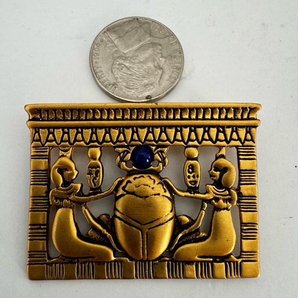 Egyptian Revival Smithsonian Scarab Beetle Praise Brooch - Picture 2 of 3